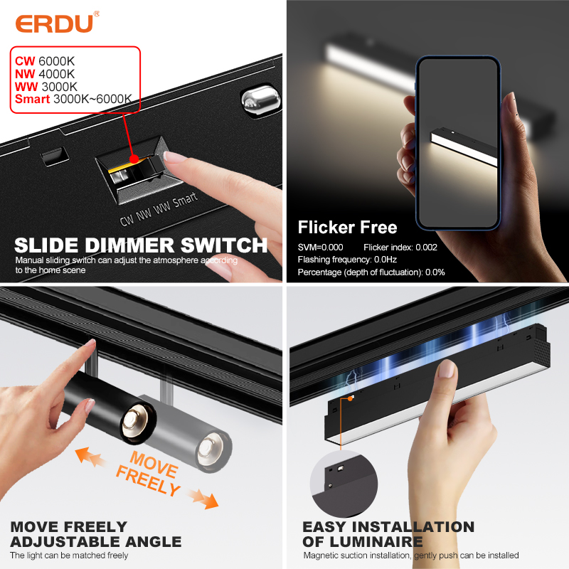 New Trend Modern LED Track Lights 3CCT Tuya Smart Professional Magnetic System 48V Surface Recessed Linear Lighting