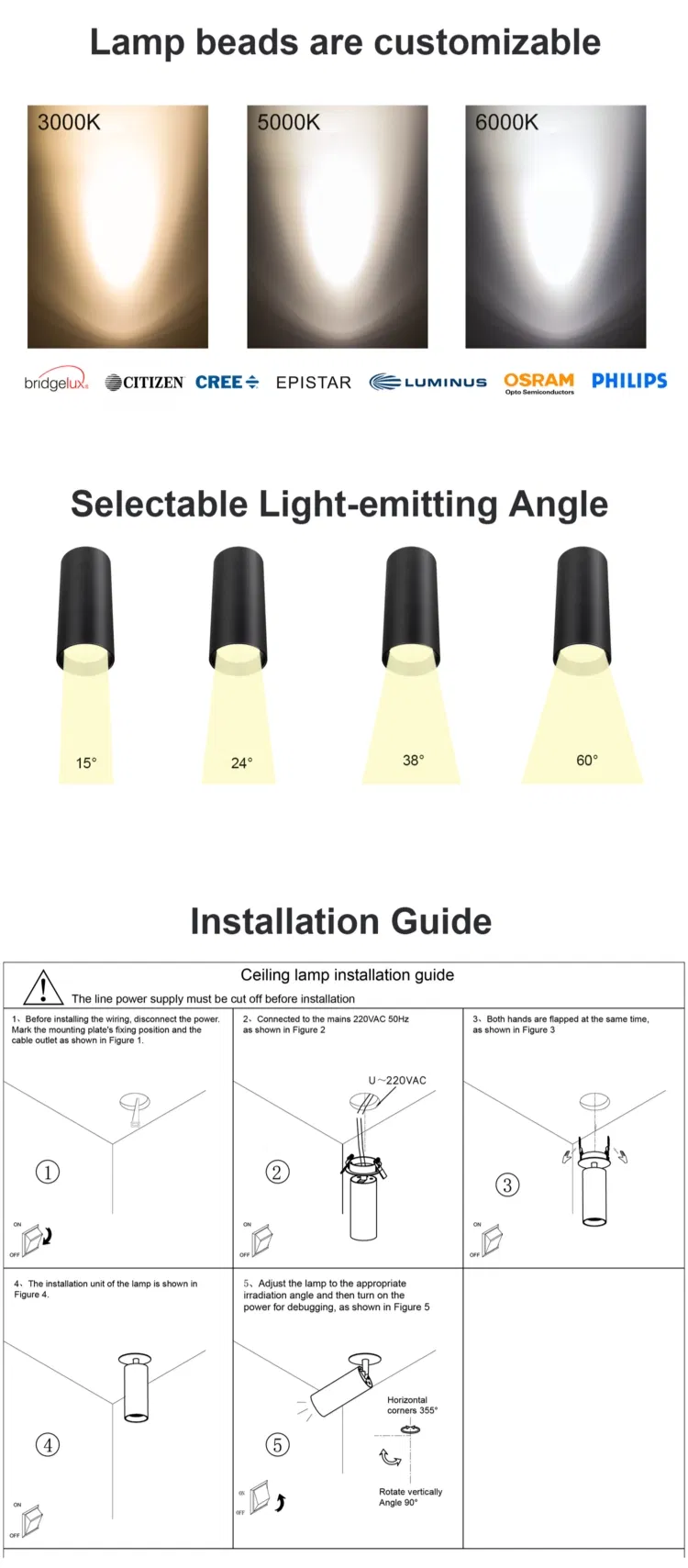 Dimmable 48V Adjustable Head Rail System Magnetic LED Track Spot Light