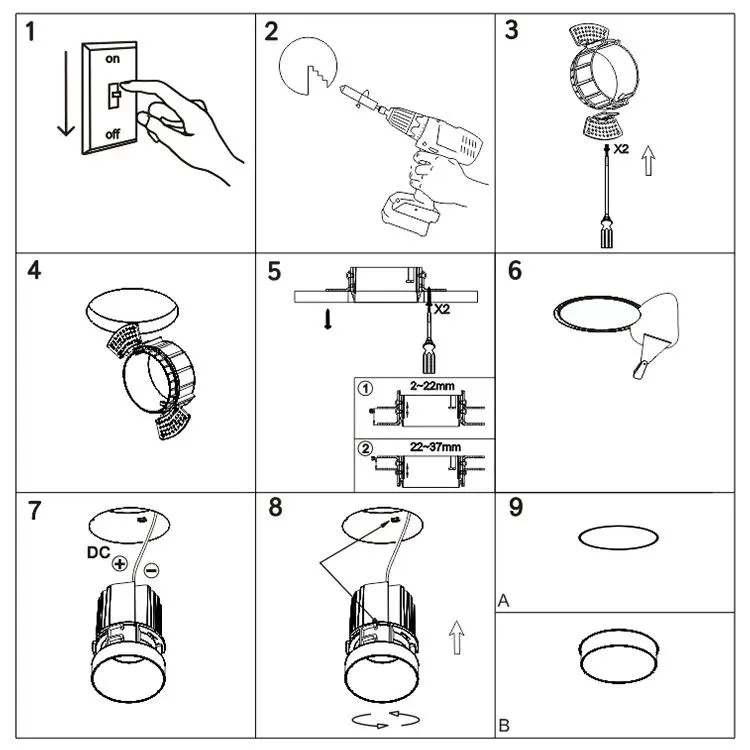 Trimless Downlight Installation Instructions Guide