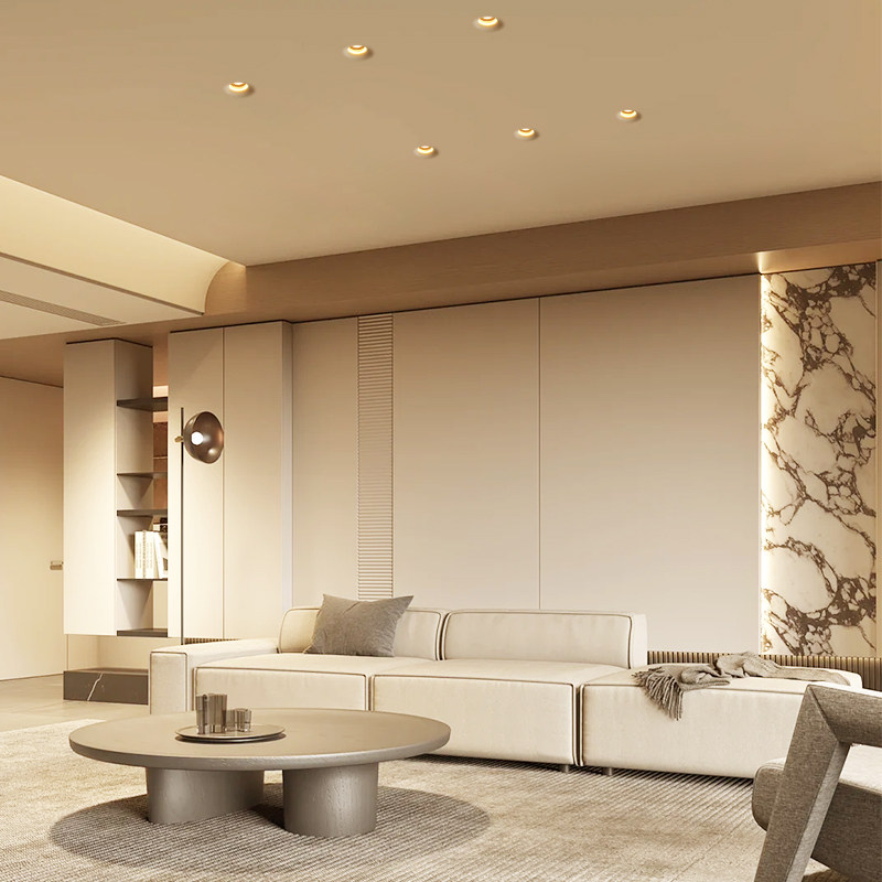 Cocoa-colored LED Deep Cup Anti-glare Spotlight IP33 Small Hill-shaped Curved Surface Invisible Frameless Recessed Downlight