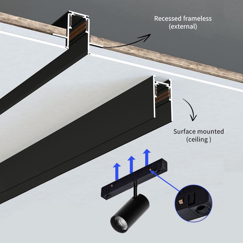 Magnetic Track Lights Rail Lighting System Led DC48V Low Voltage Safe Frameless Smart Lighting Yuta Zigbee Remote Control