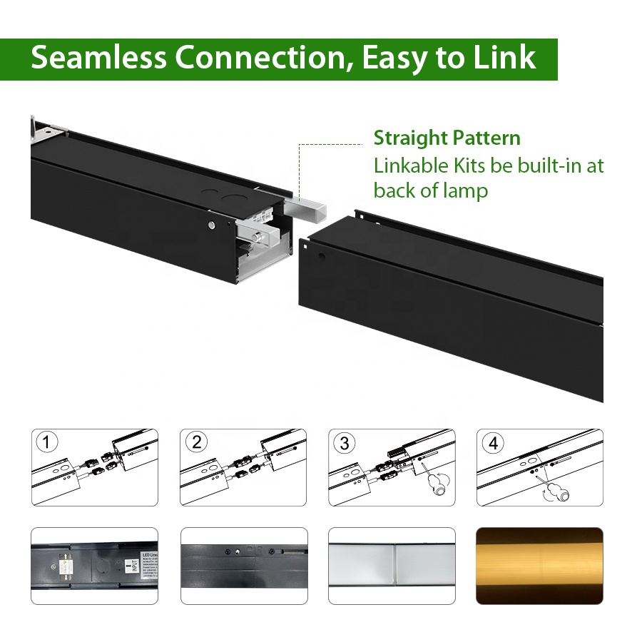 4FT 8FT High-end Office Pendant Mounted Aluminum Linkable 0-10V Dimmable LED Linear Light
