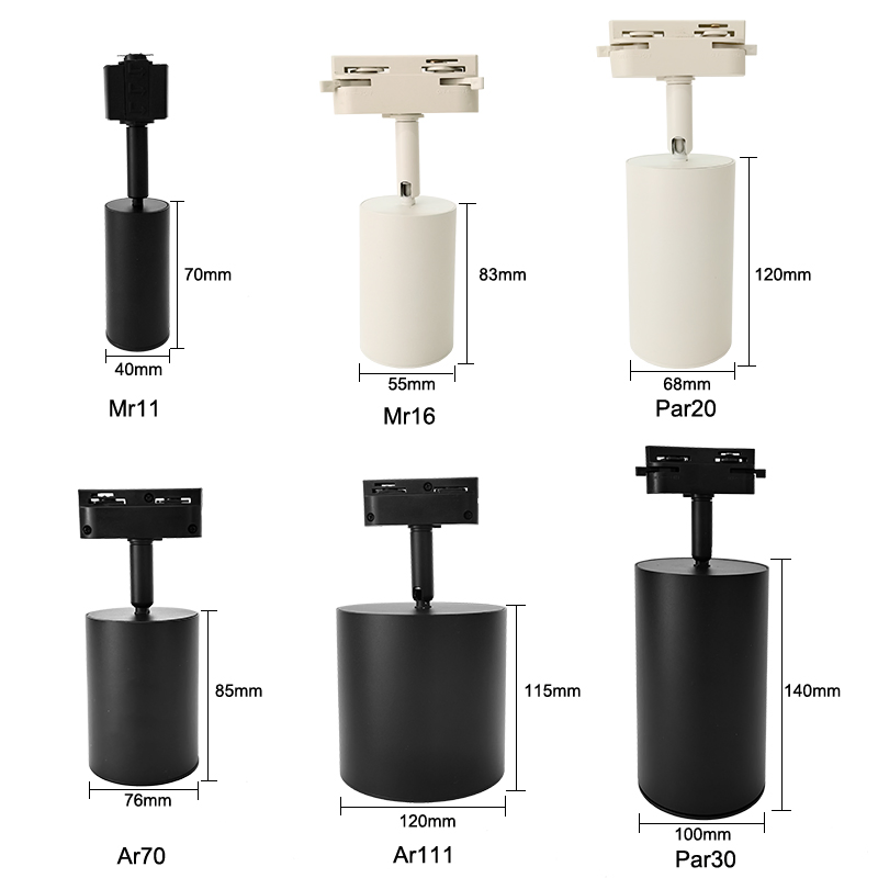 Indoor GU10 Adjustable LED Spotlight Lighting Aluminum Track Light Housing Customized 2 Wires Track Spotlight of Fixture
