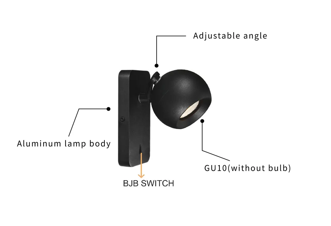 Track Wall Lamp Modern Decorative GU10 Fixture Aluminum Black White Adjustable Indoor Surface Mounted Ceiling Spot Light
