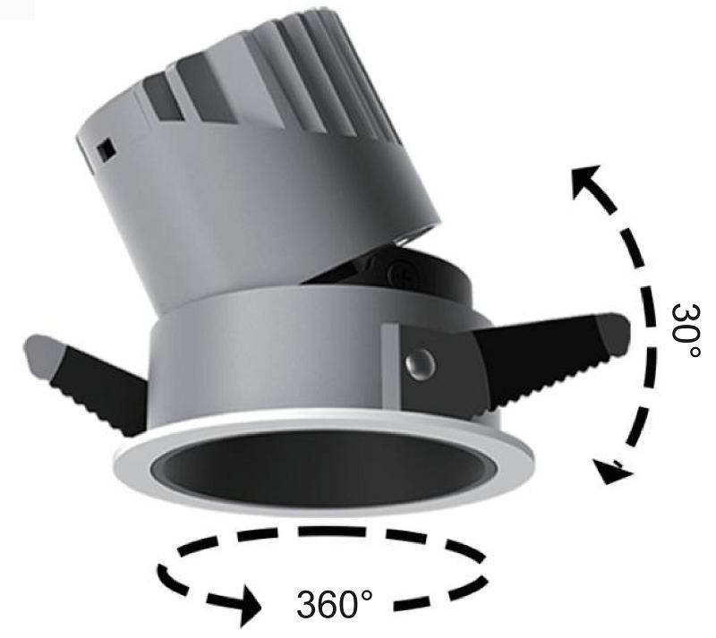 25W 0-10V Dimmable Adjustable Multi-Selective Reflector Recessed/Trimless Installation LED Downlight