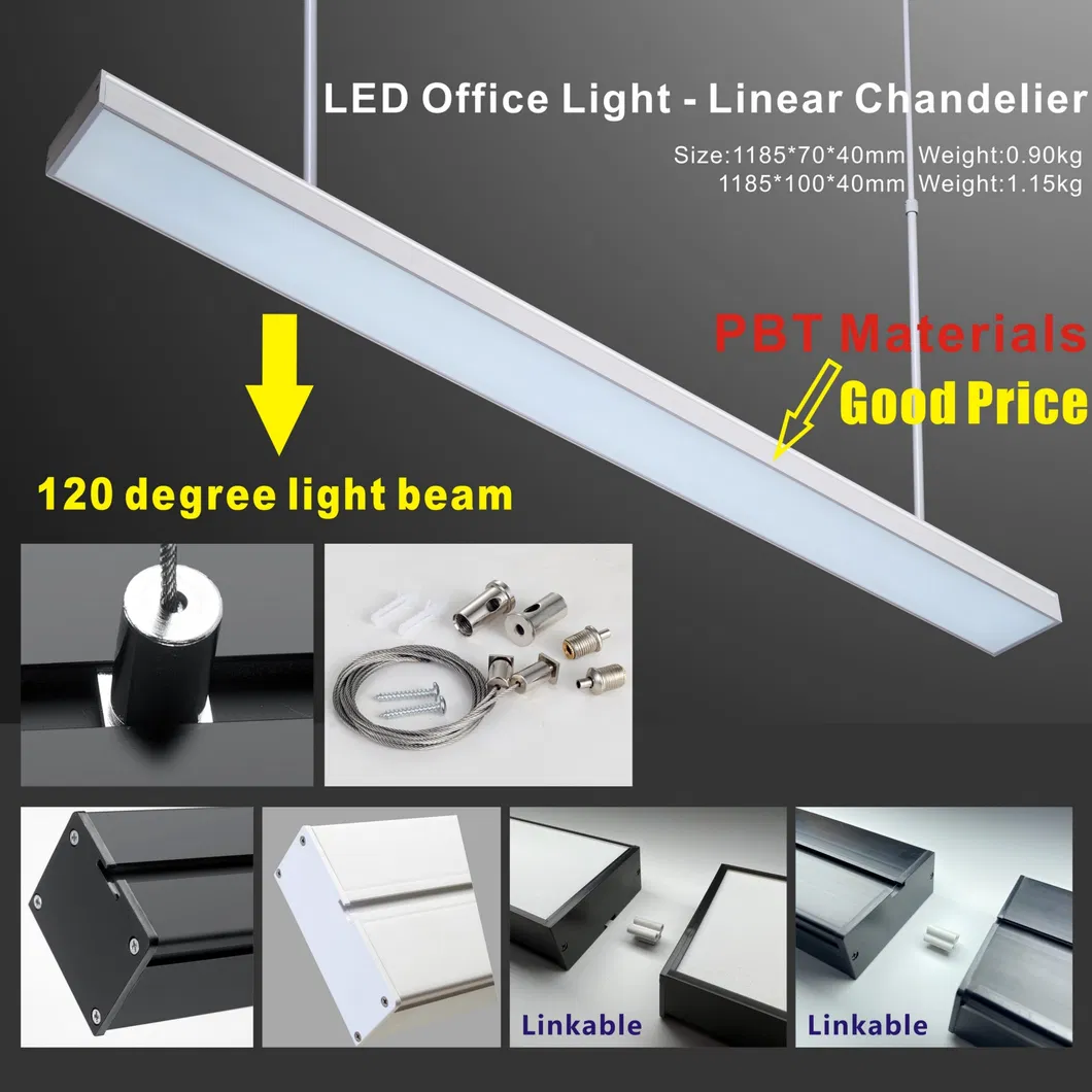 Commercial Indoor Lighting Linkable T8 Tube Chandelier Lamp Plastic Housing Surface Mounted Ceiling Suspended Office Batten Pendant LED Linear Light