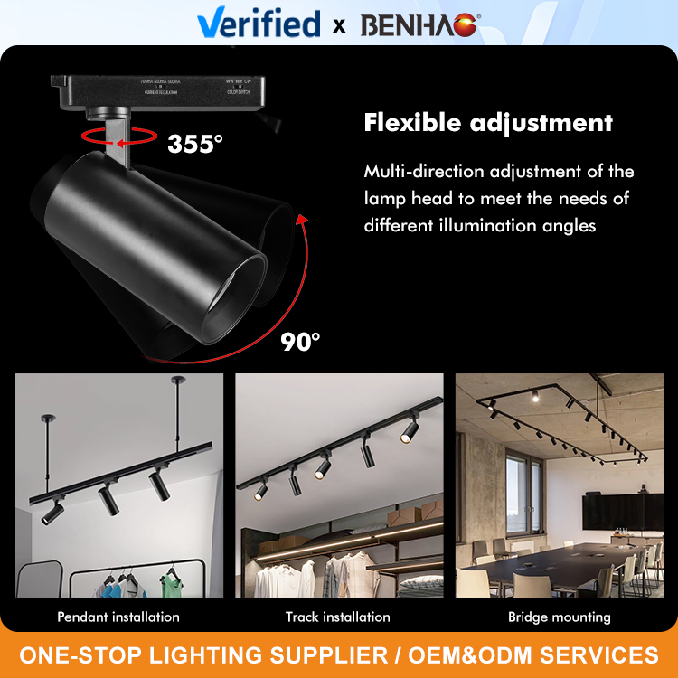 Factory Wholesale High Quality LED Die-Cast Aluminum Black/White Smart Home Dimmable Adjustable 18W 220V Interior LED-Light-Bulbs Track Spot Light
