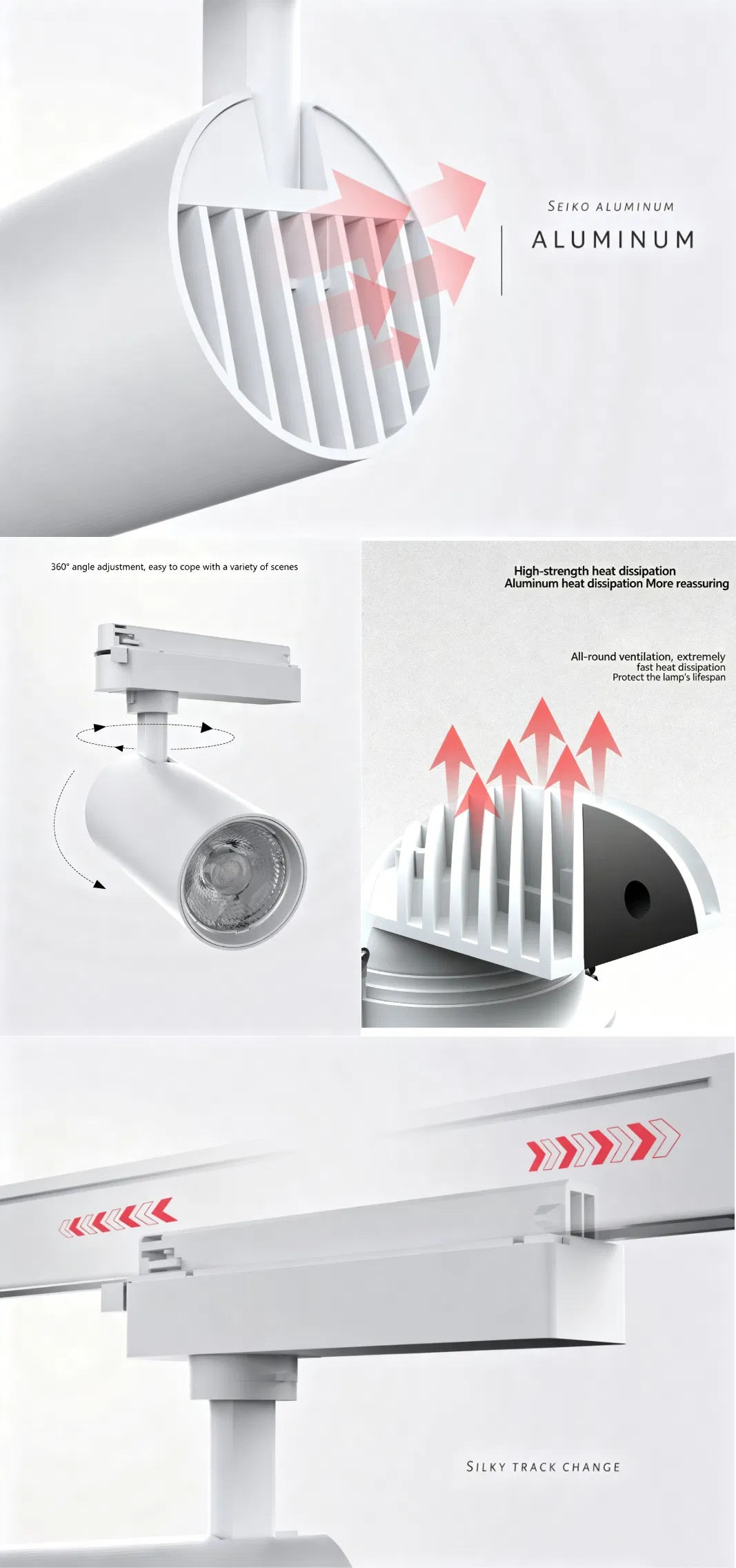 360° Rotatable Recessed Eyeball Light Magnetic Track Downlight Adjustable Magnetic Track Spotlight LED Multi-Directional Adjustable