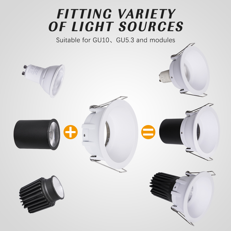 Fitting Variety of Light Sources Round Aluminum Anti-Glare Design Ceiling Deep Recessed Downlight