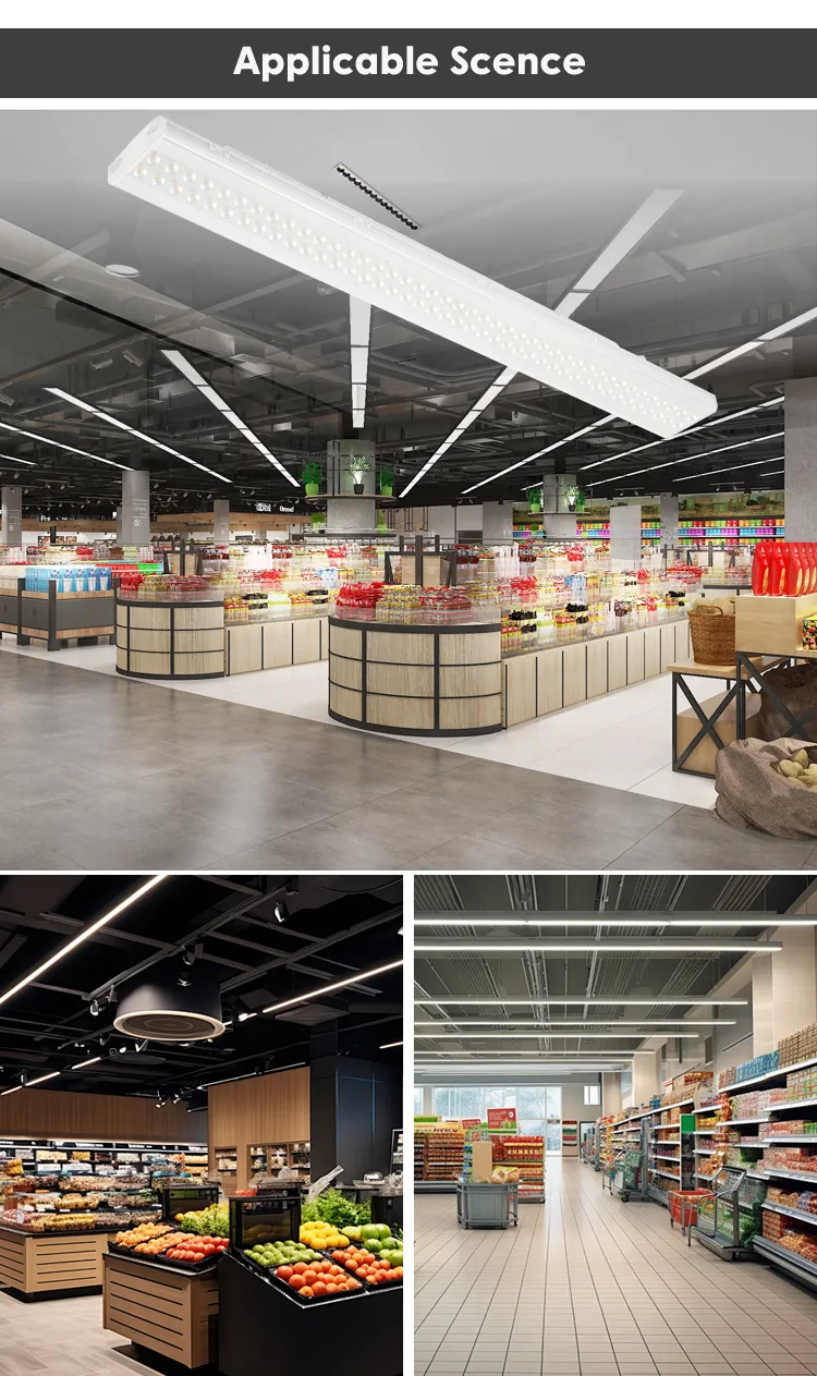 Commercial White Aluminum LED Linear Light 20W 40W Ceiling Pendant Tube Lighting for Hotel Office Supermarket Mall