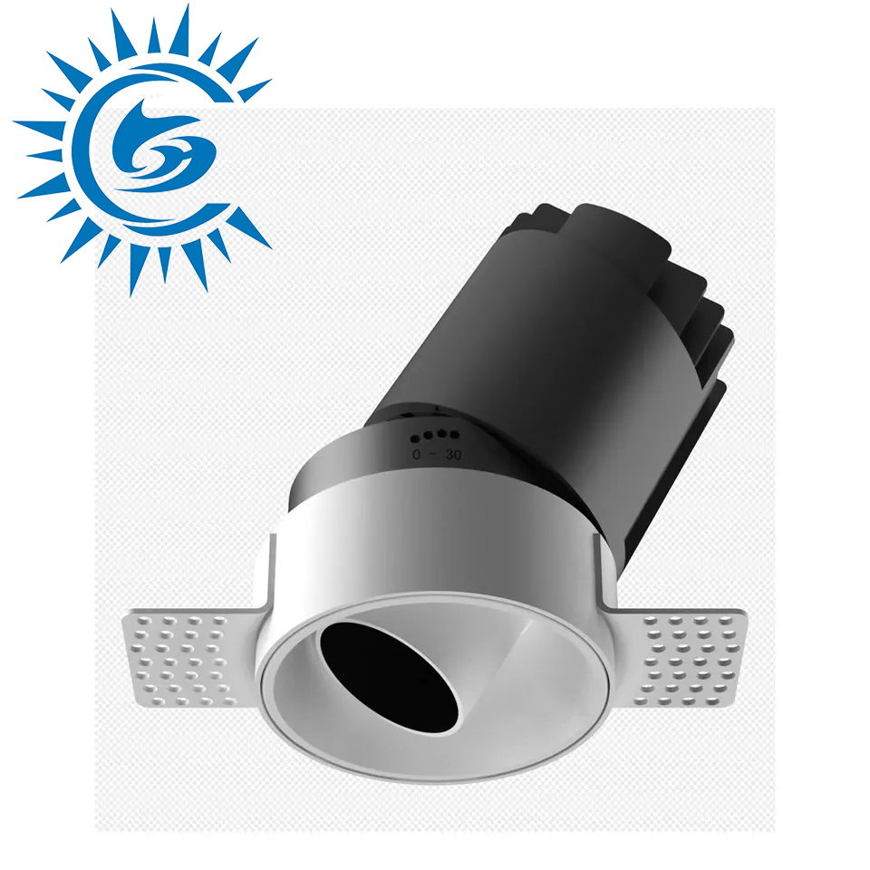 Anti-Glare Adjustment Trimless Ceiling Recessed Aluminum Grey Down Light LED Spotlight Downlight for Home, Shopping Mall