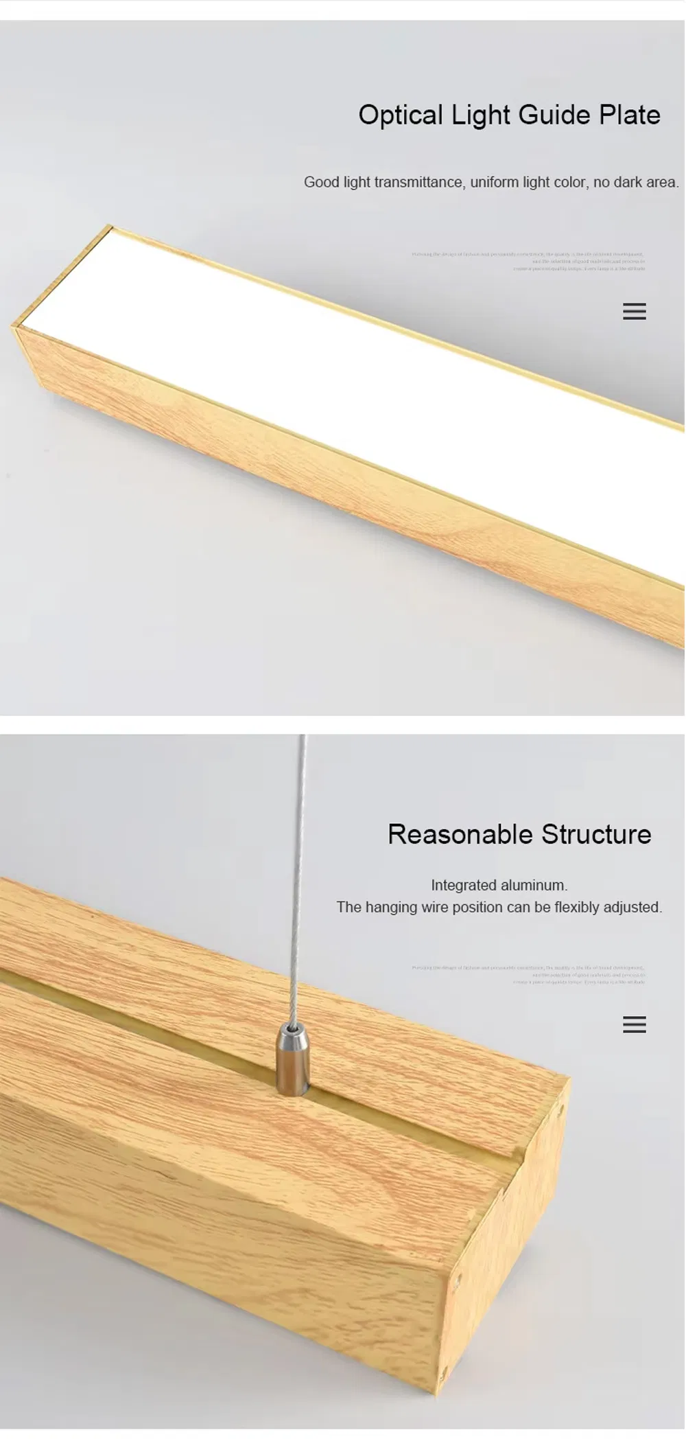 40W Suspended Fixture Wooden Pendant Lighting Design