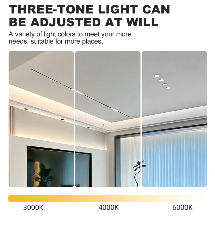 Aluminum Magnetic Track Light 48V Surface Recessed Pendant LED Spot Light High CRI 90 Magnetic Track Rail Lighting