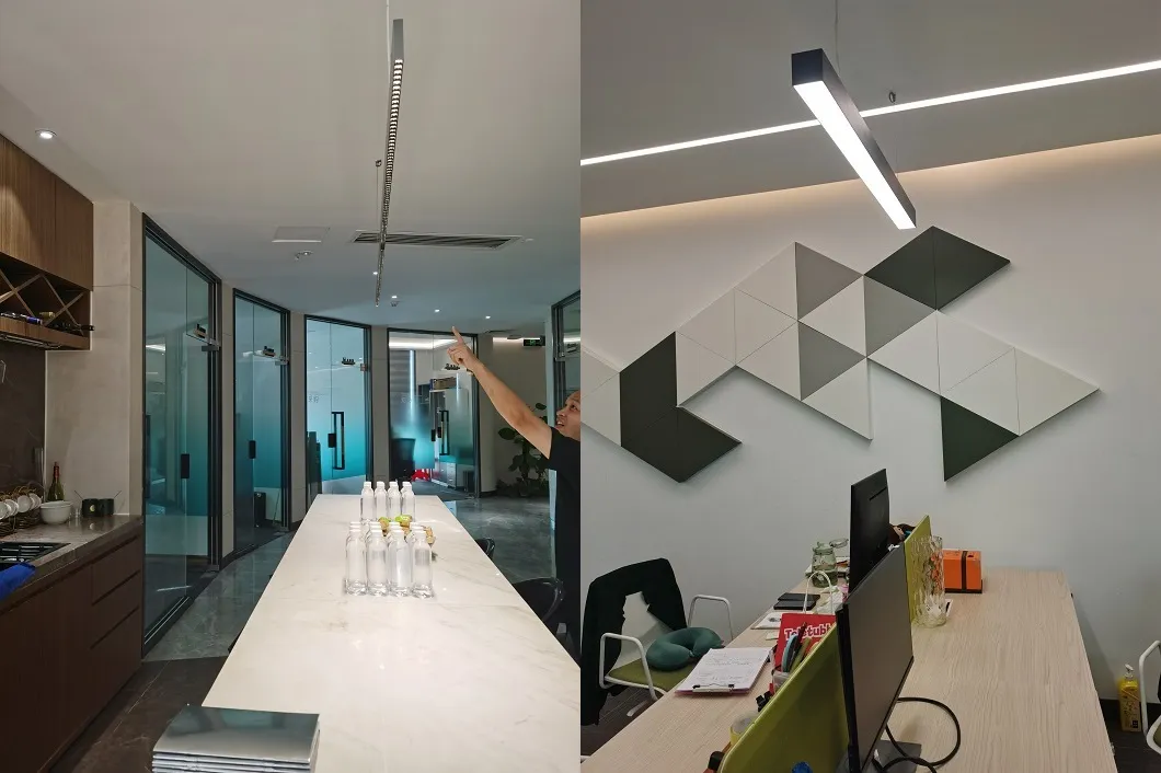 Commercial Office Surface Mounted Ceiling Pendant Linear Strip Lighting System Recessed Linkable LED Linear Light