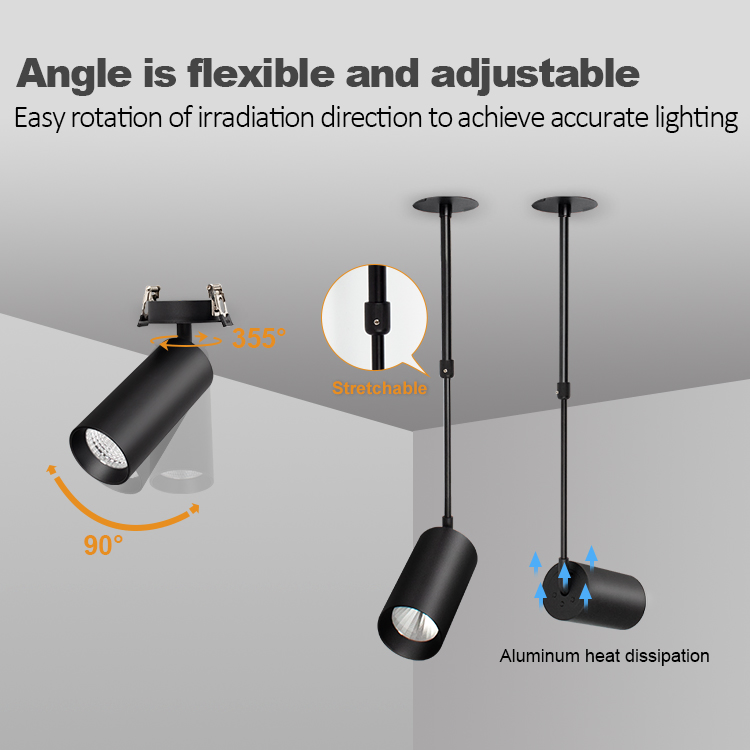 Dimmable 48V Adjustable Head Rail System Magnetic LED Track Spot Light