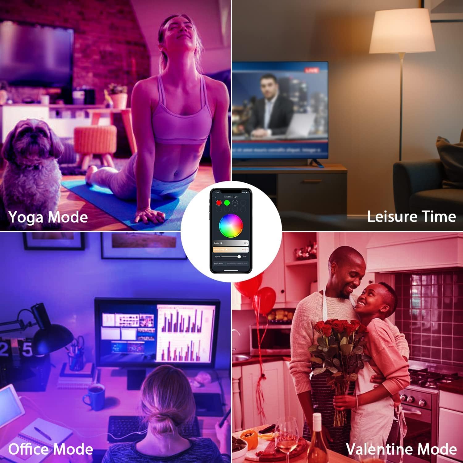 RGBW Color-Changing Smart Spotlight Bulb Music Synced Alexa Google Assistant WiFi Controlled GU10 LED Track Lighting AC Powered