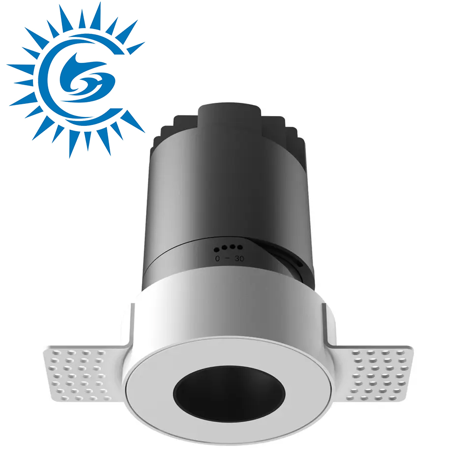 Anti-Glare Adjustment Trimless Ceiling Recessed Aluminum Grey Down Light LED Spotlight Downlight for Home, Shopping Mall