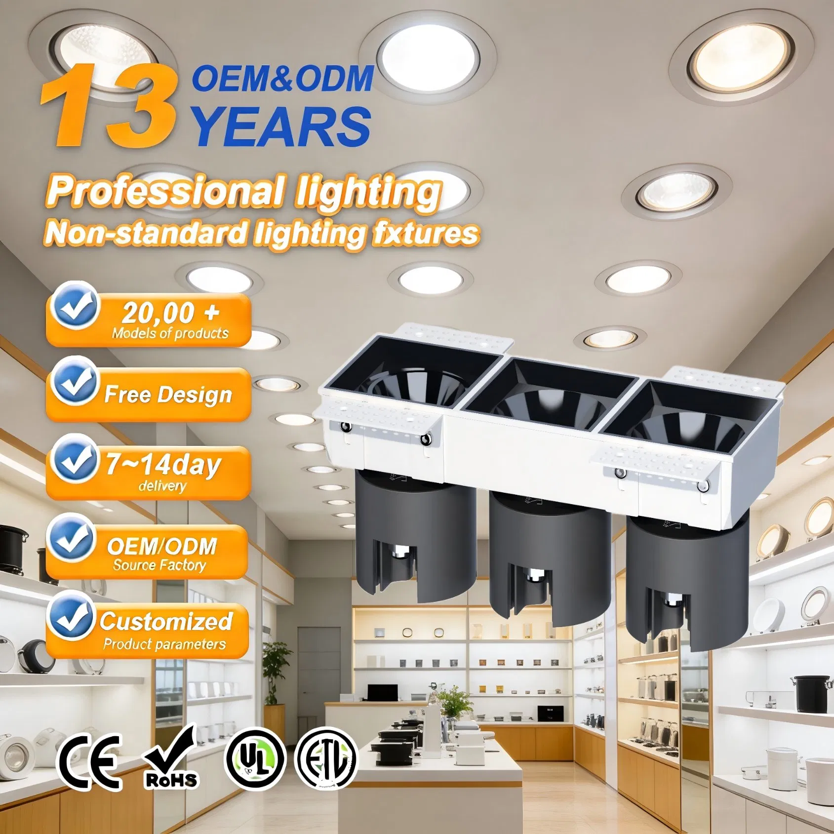 Indoor COB Recessed Ceiling Spotlight Small Hill Effect High CRI Wall Washer Living Room Lighting Wholesale