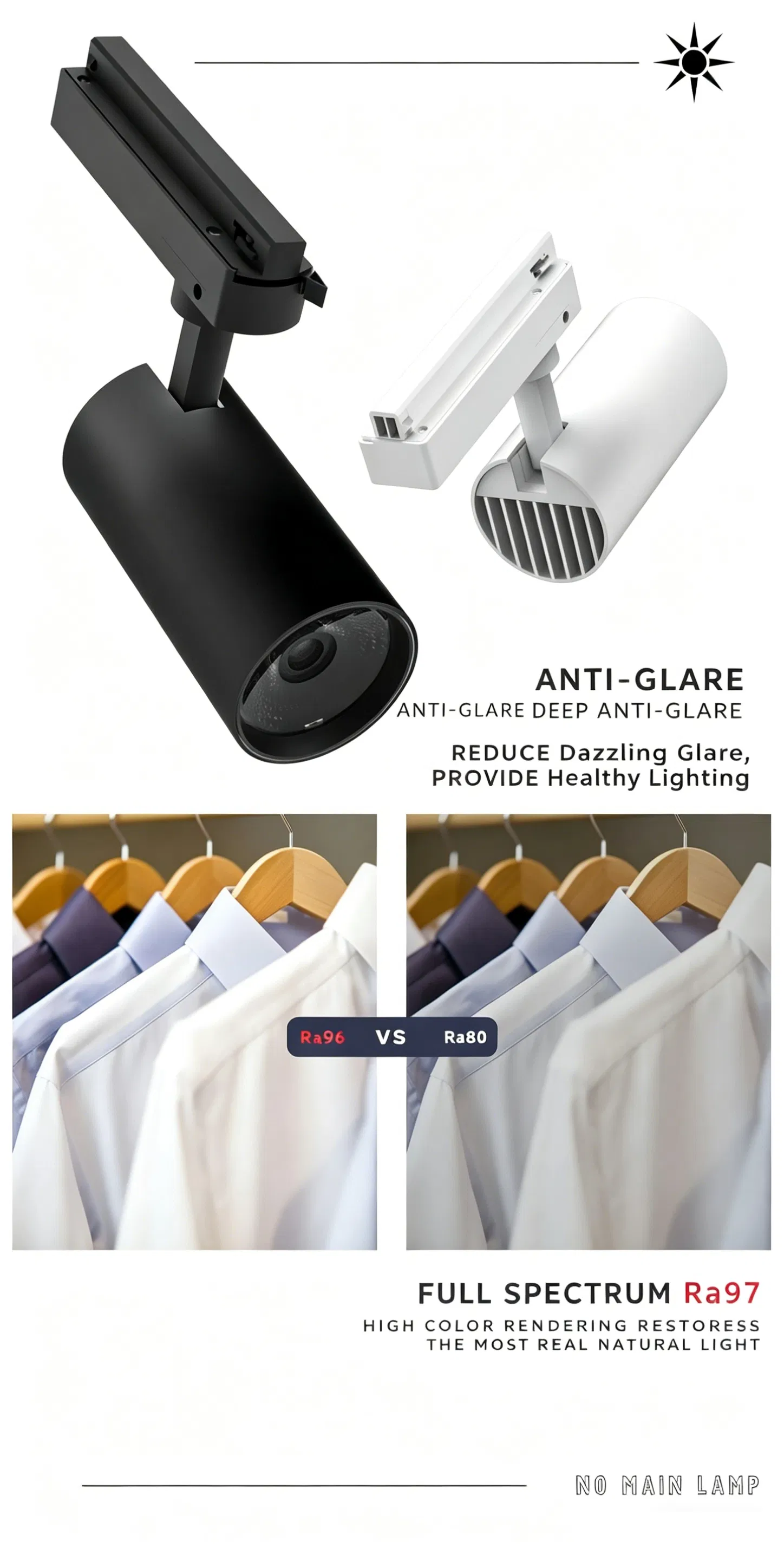 360° Rotatable Recessed Eyeball Light Magnetic Track Downlight Adjustable Magnetic Track Spotlight LED Multi-Directional Adjustable