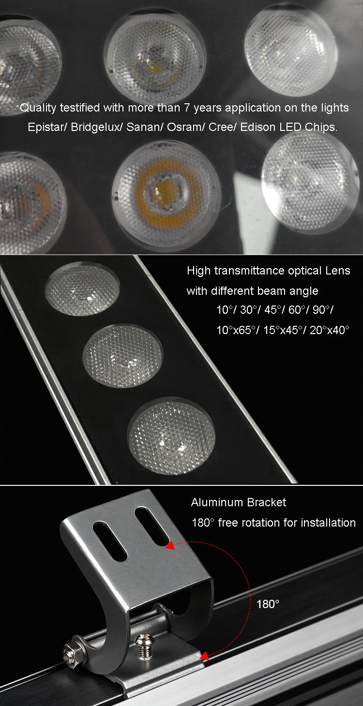 Aluminum IP66 Waterproof 80W LED Wall Washer Structural Dimensions