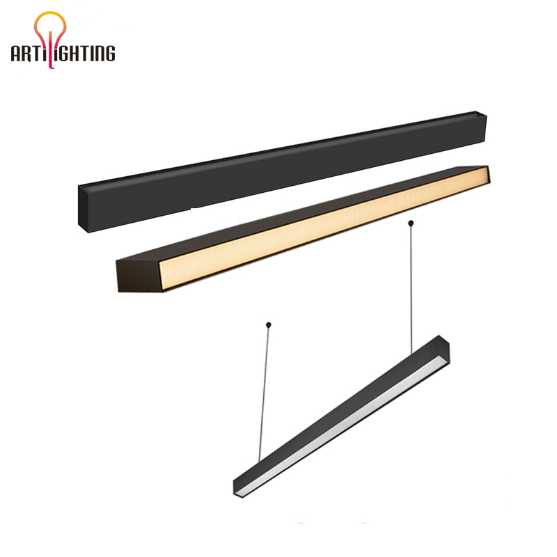 Commercial Office Surface Mounted Ceiling Pendant Linear Strip Lighting System Recessed Linkable LED Linear Light