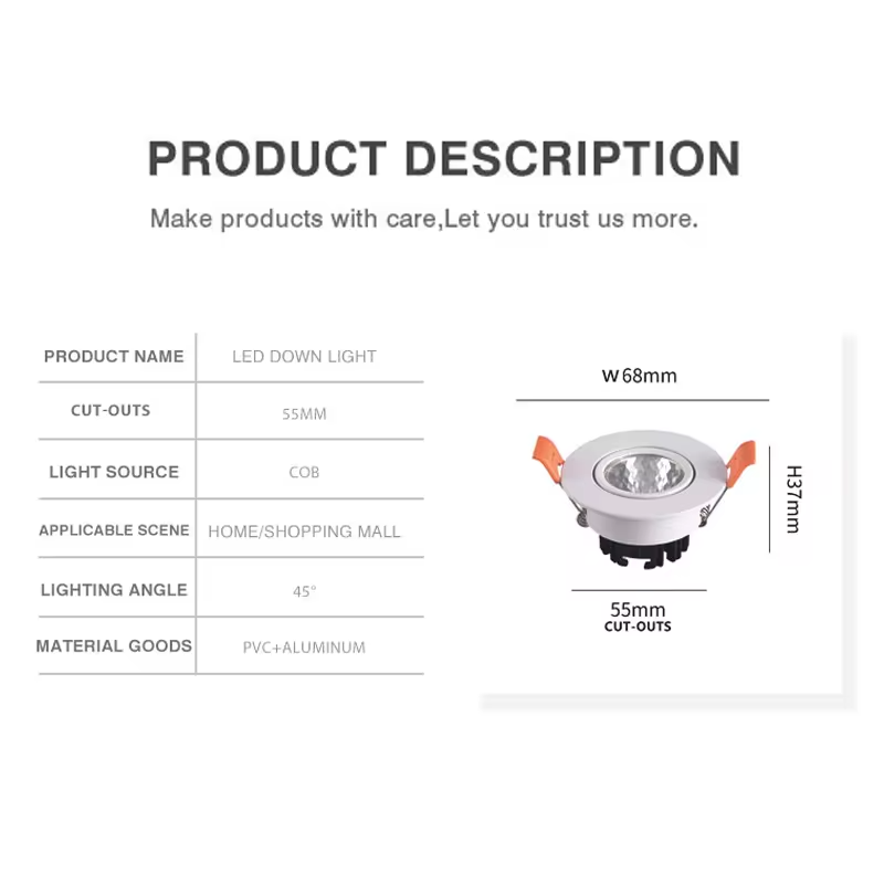 Embedded Spot light angles