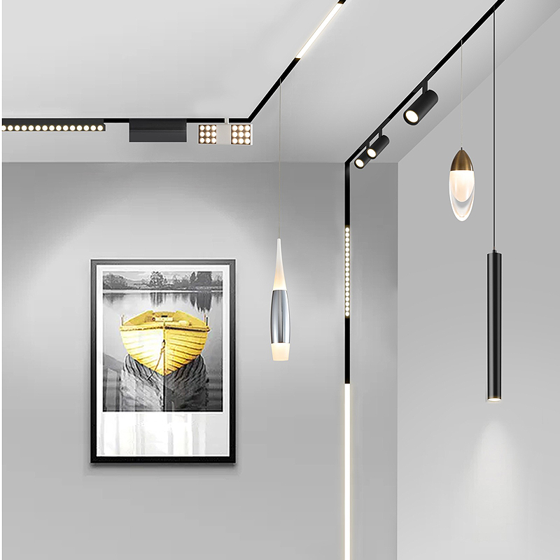 Best Sell 3CCT Smart Ultra Thin Plaster Rail System Track Lamp Adjustable Cob Moving Head Spot Smart Led Magnetic Track Light