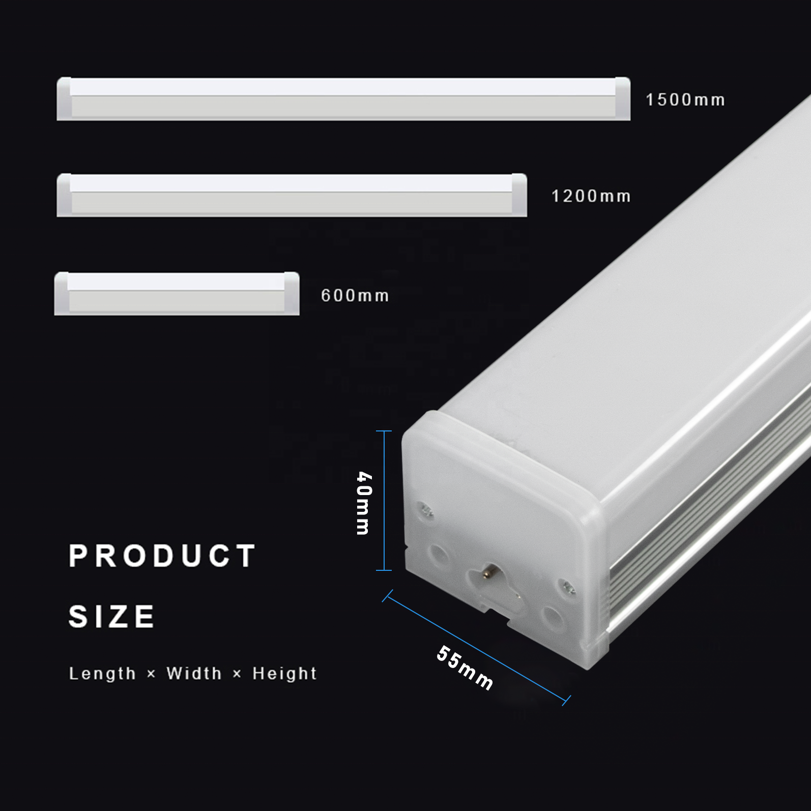 High Quality Modern Linear Lighting 600/1200/1500mm Hanging Aluminum Profiles LED Batten Light