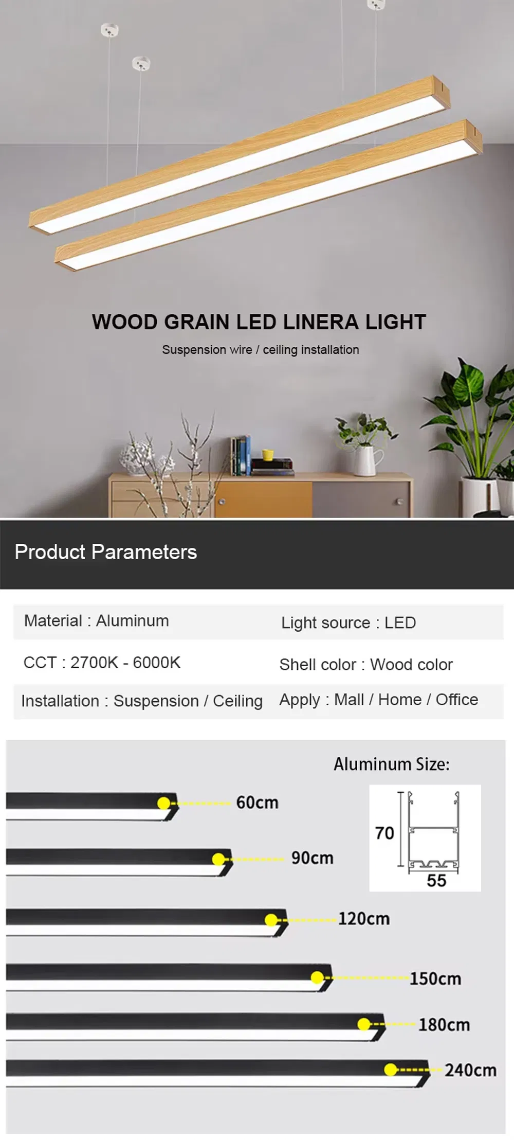 40W Suspended Fixture Wooden Pendant Lighting Detailed View