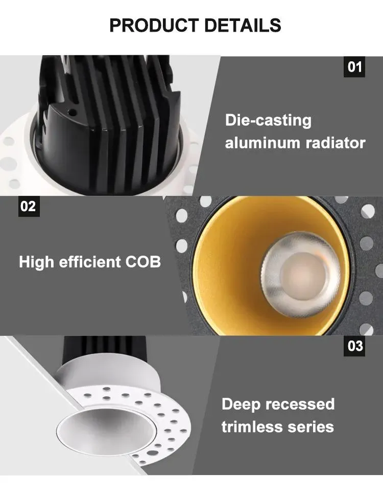 Trimless Ceiling recessed led down light 7