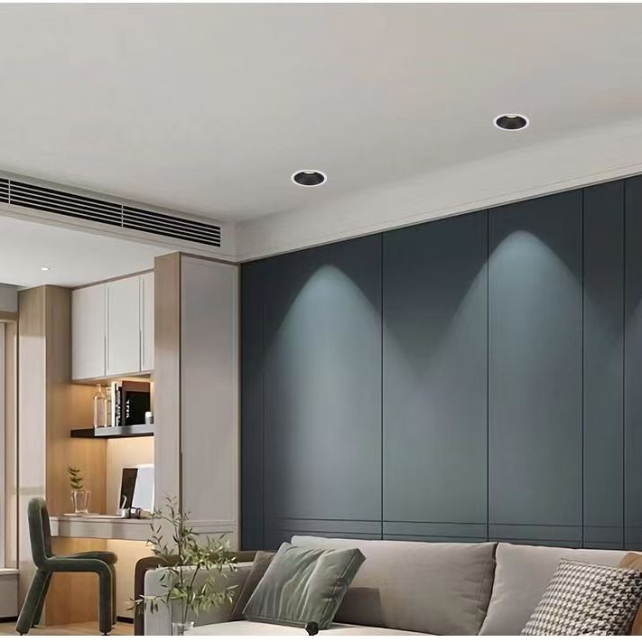 Ultra-Thin Recessed LED Downlight with Deep Anti-Glare Design No Flicker 75mm Cutout Black Baffle Trim LED Spotlights for Indoor