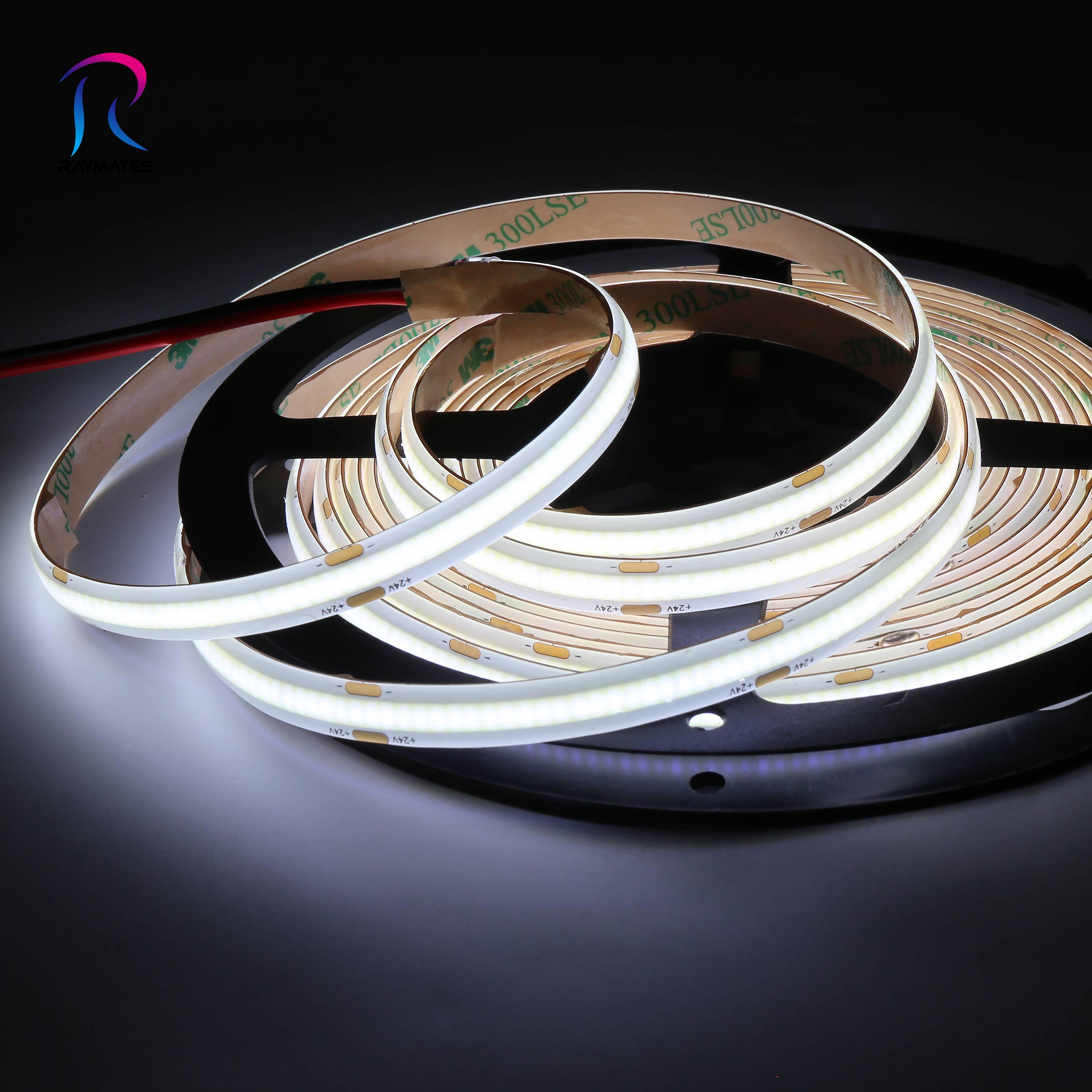 Raymates IP65 Drop Glue Seamless Linear Lighting Strip, 480 LEDs/m COB 8mm , for Architectural, Retail, Cabinet Commercial Light