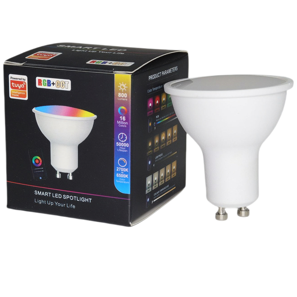 RGBW Color-Changing Smart Spotlight Bulb Music Synced Alexa Google Assistant WiFi Controlled GU10 LED Track Lighting AC Powered