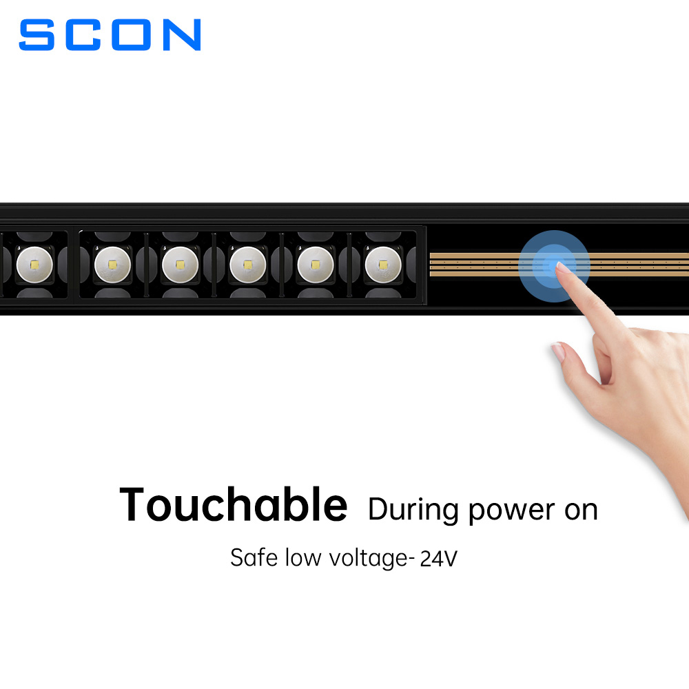 SCON Surface Mounted LED Magnetic Track Light Lamp Aluminum Modern Ceiling Lamps Indoor Rail Lighting System