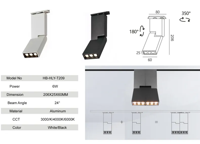 LED Track Light Fixture Housing Commercial Shop Adjustable Track Spotlight