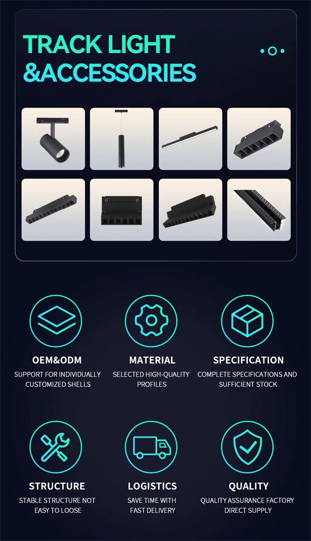 Commercial LED Linear Rail Track Light System Magnetic LED Light Flood