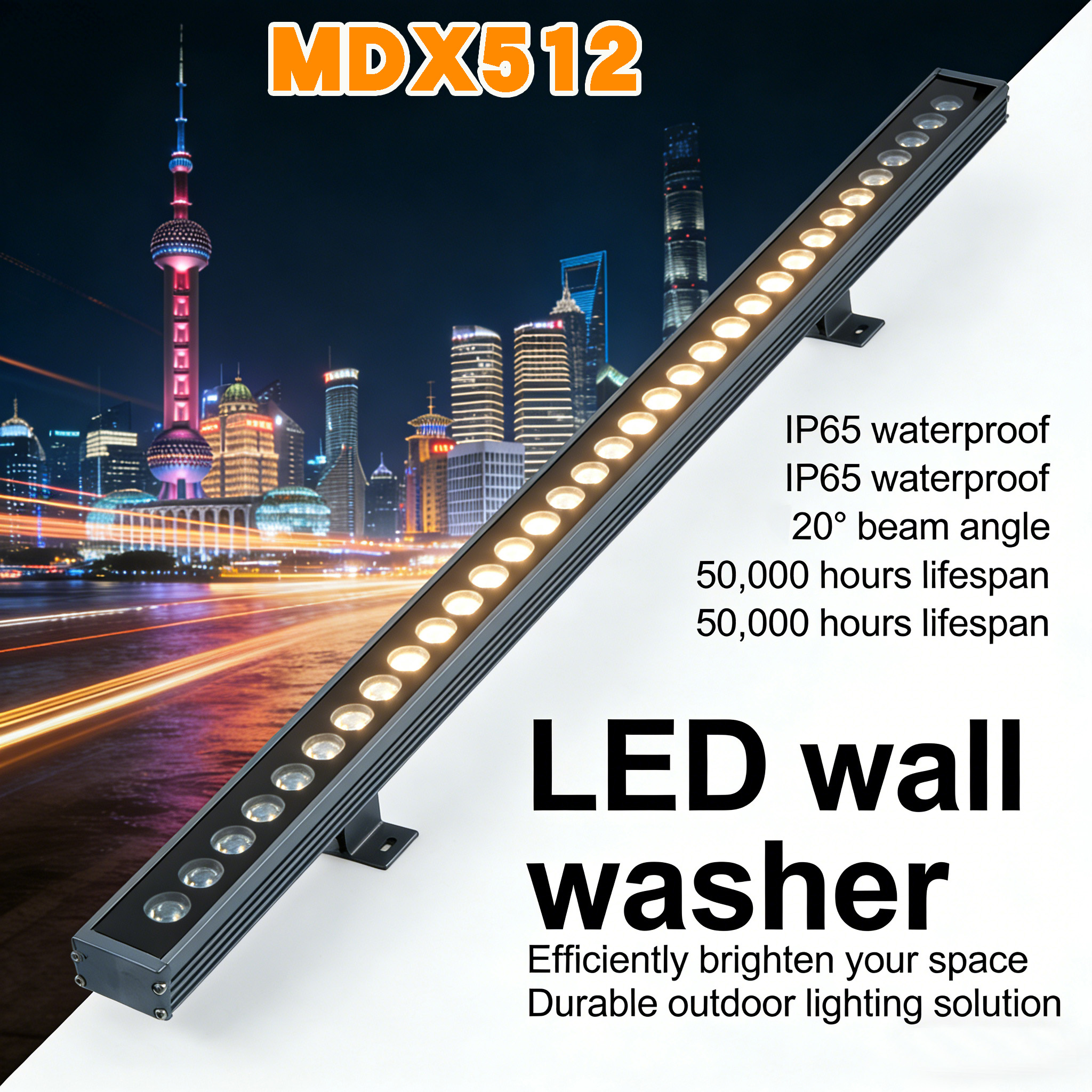 High Brightness IP65 Waterproof 36 48 72 W Landscape RGBW RGB LED Linear Wall Washer with Dimmable 3-Year Warranty