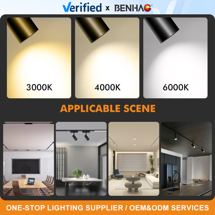 LED Track Light - Adjustable Magnetic Rail Spot Lights for Indoor &amp; Commercial Use Dimmable 3000K-6500K Ideal for Shops, Offices &amp; Galleries LED-Light-Bulbs