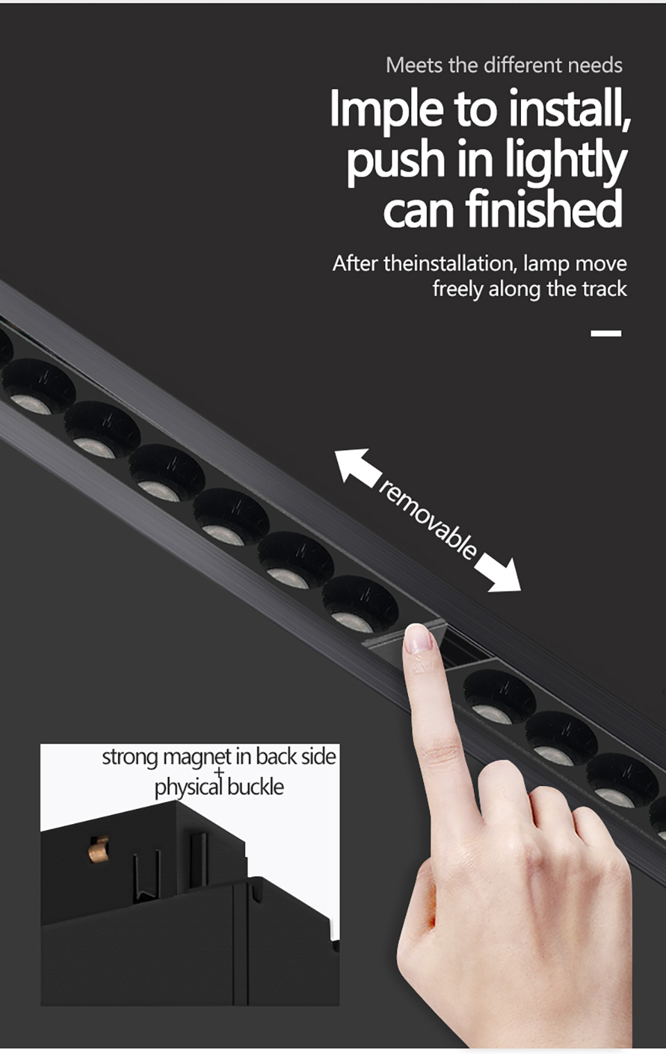 Best Sell 3CCT Smart Ultra Thin Plaster Rail System Track Lamp Adjustable Cob Moving Head Spot Smart Led Magnetic Track Light