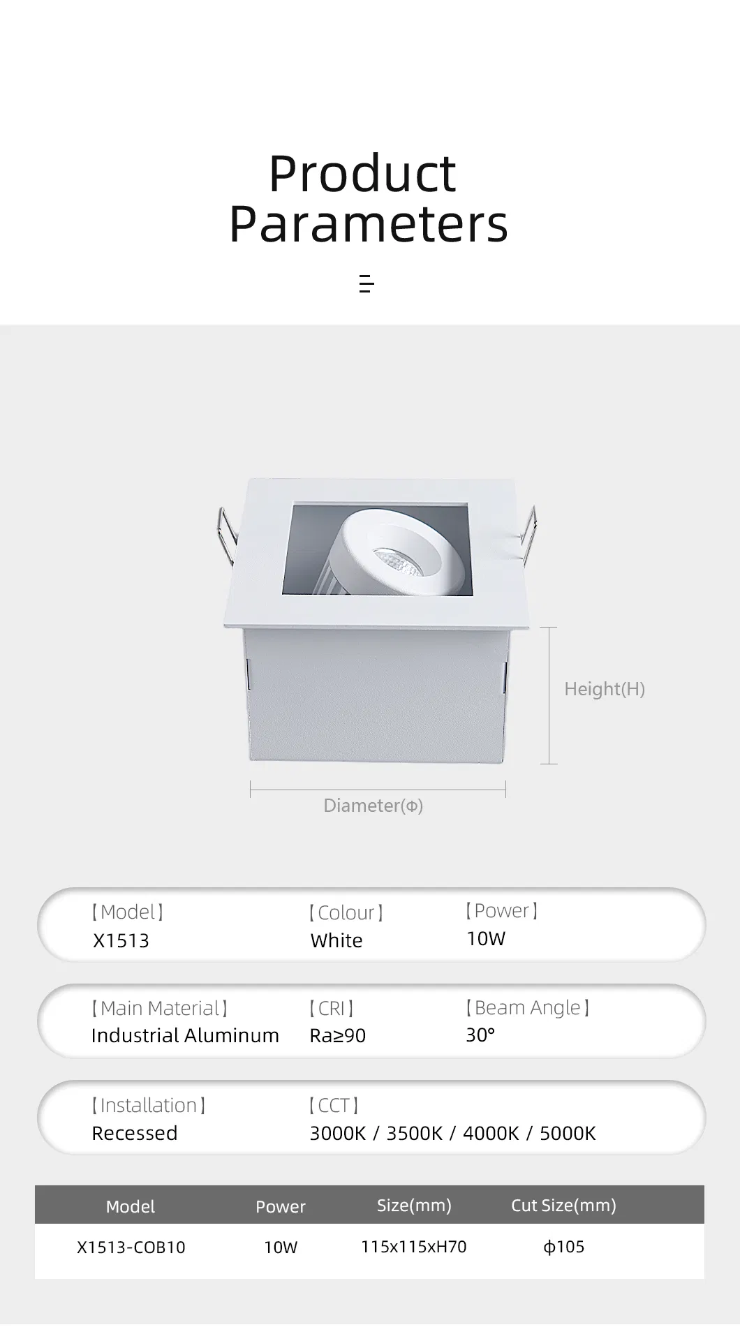 Adjustable Angle Pure Aluminum Spot Light with High CRI