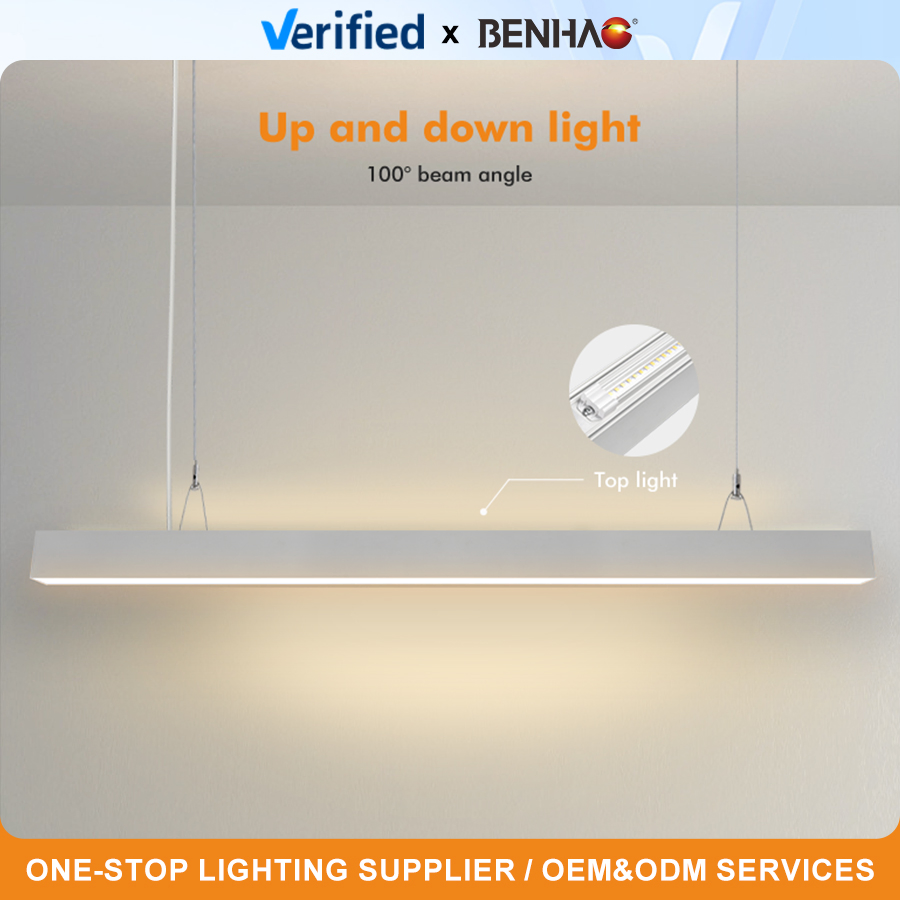 UL/cUL Listed 30W Linkable Linear Suspension Light, Dimmable LED Pendant for Office and Commercial Lighting
