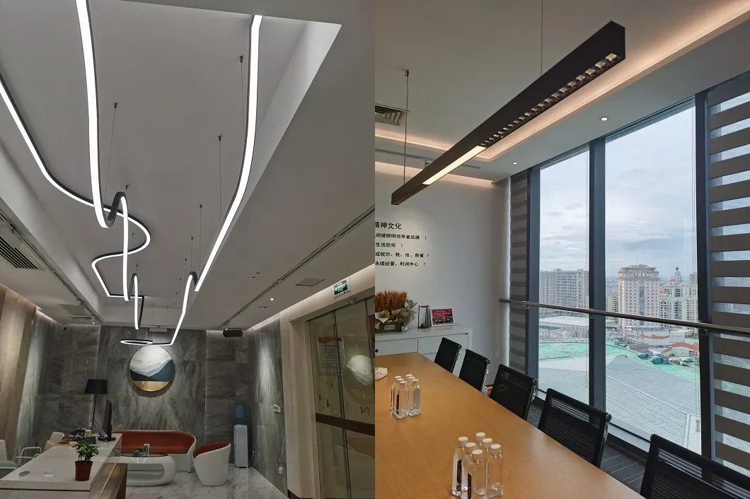 Commercial Office Surface Mounted Ceiling Pendant Linear Strip Lighting System Recessed Linkable LED Linear Light