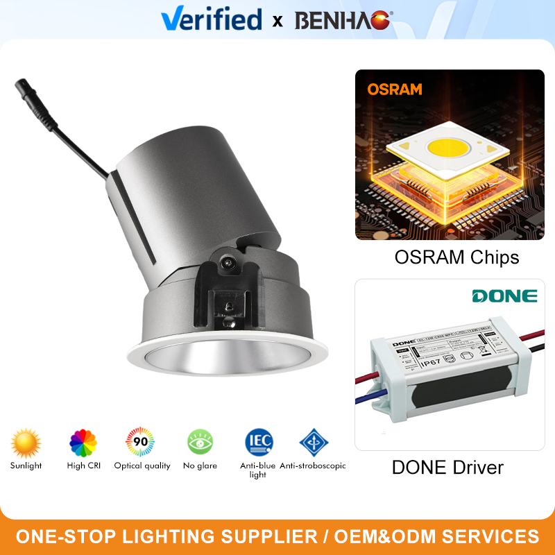 Bis RoHS CB SAA CCC Factory Wholesale LED COB Aluminum Smart Dimmable Adjustable Interio Ceiling High CRI Anti-Glare Recessed 18W 220V Spotlight