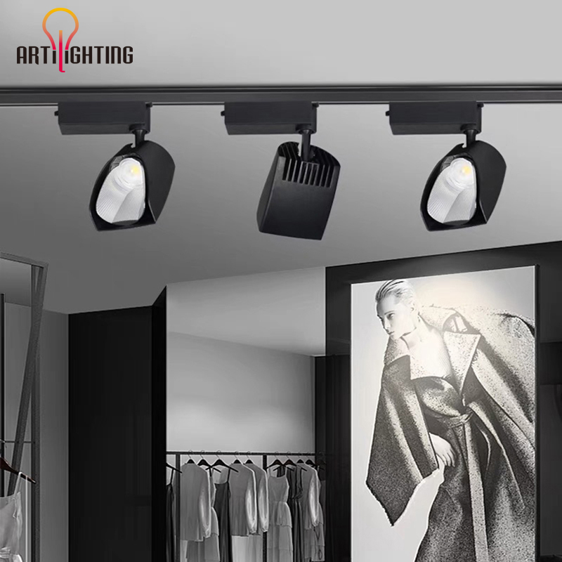 Modern Indoor Adjustable Commercial Office Black White High Power COB 30W 35W Track LED Spotlight
