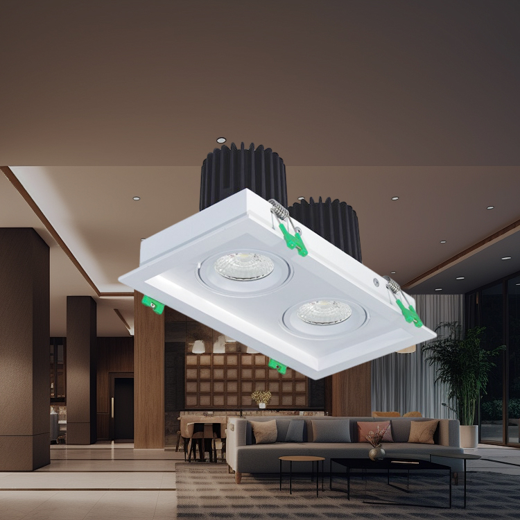 Professional Architectural Hotel Double Head Deep Recessed Anti-glare 2-Light LED Downlight
