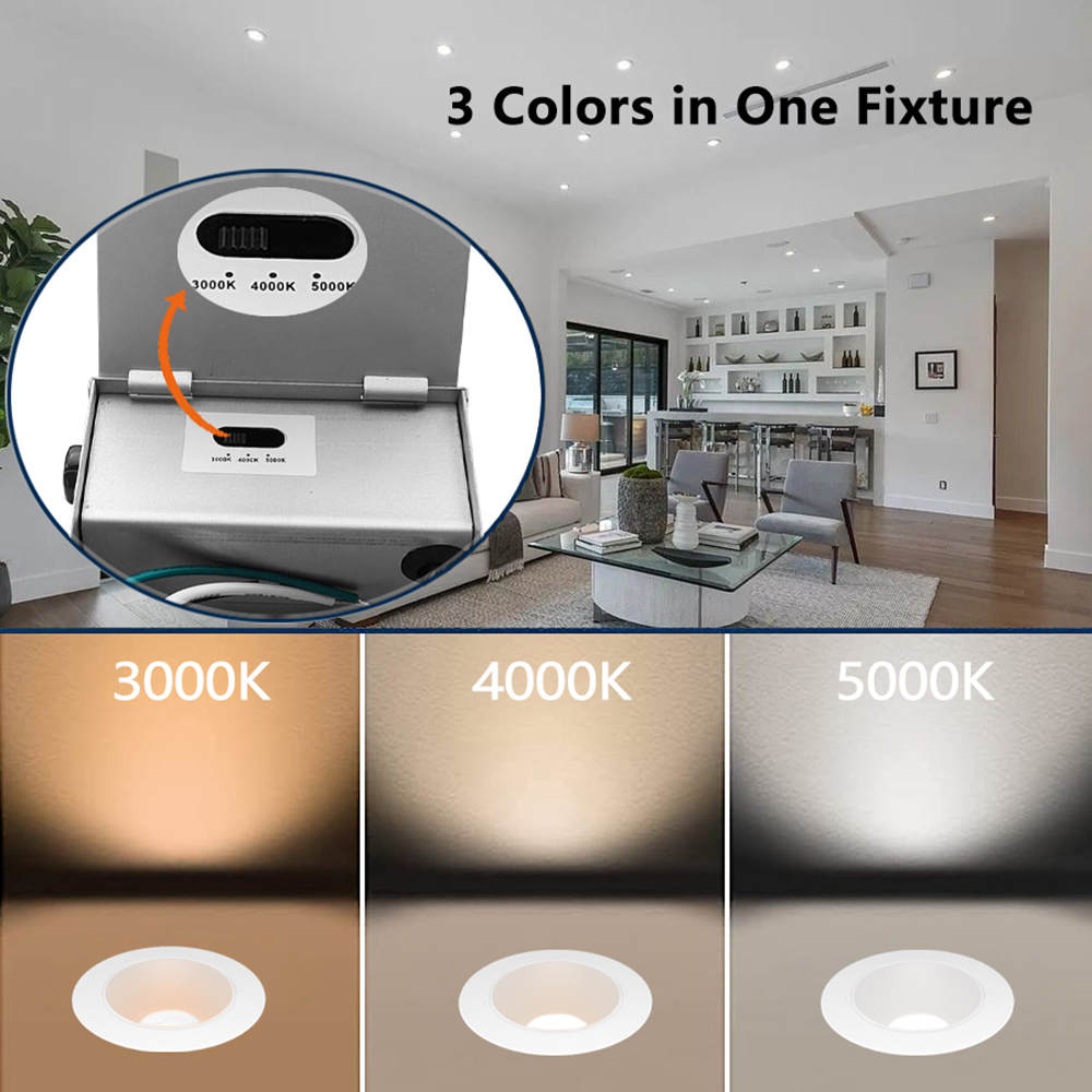 5-Year Warranty Square Downlight Deep Anti-glare with Baffle Trim ETL Listed 3 Color Tunable Anti Glare LED Downlights