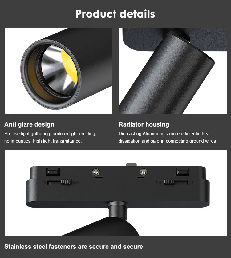 Adjustable Magnetic Track Spotlight with Custom Design Choices