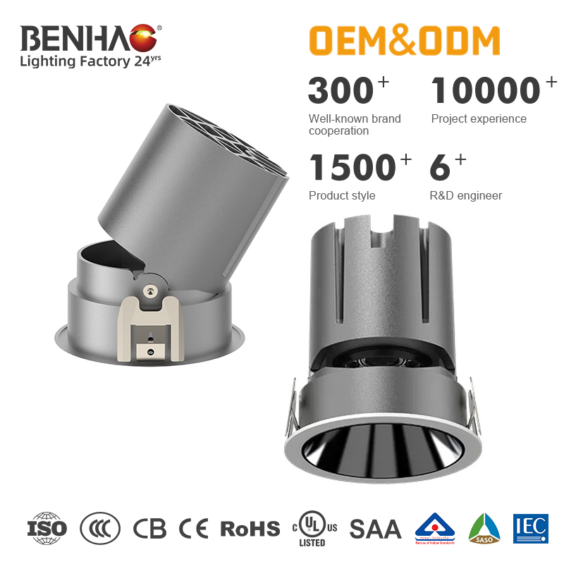 Bis RoHS CB SAA CCC Factory Wholesale LED COB Aluminum Smart Dimmable Adjustable Interio Ceiling High CRI Anti-Glare Recessed 18W 220V Spotlight