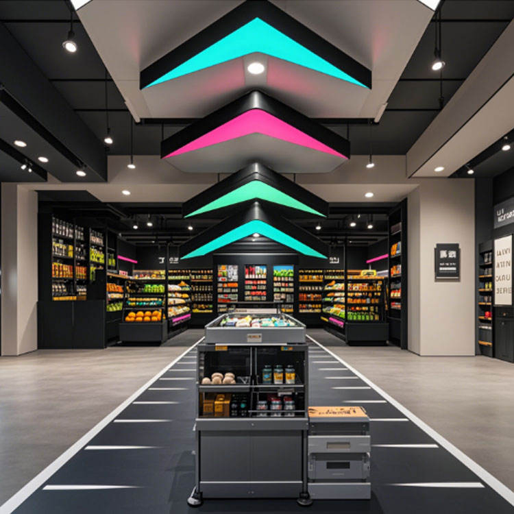 Custom Modern V-Shaped Design Commercial Chandelier Office Gym Hanging Light RGB Linear Arrow Pendant Light for Gym