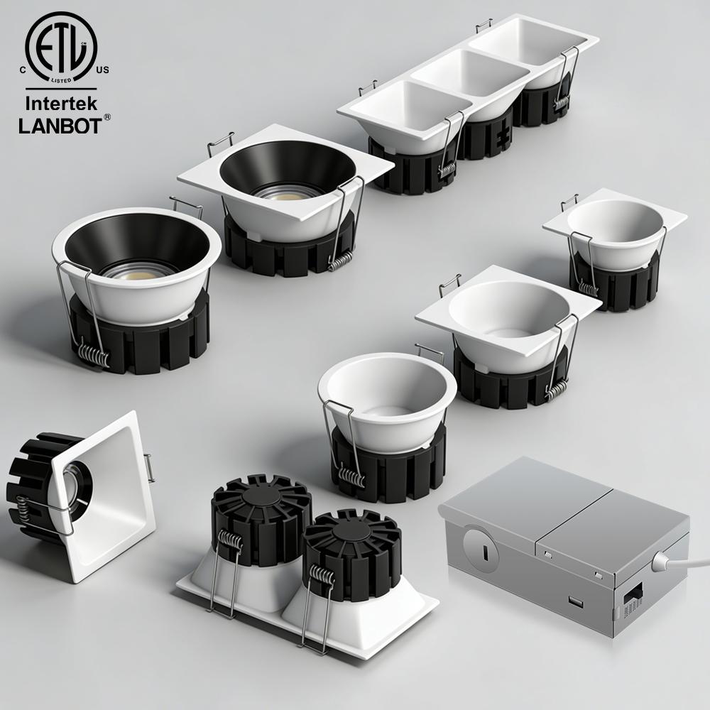Lanbot ETL 3 Inch Deep Baffle 5CCT/Dim to Warm/Tunable White LED Downlight, Anti-Glare 120V Recessed Downlight